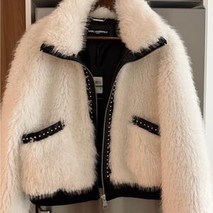 Karl Lagerfeld Black and White Teddy Jacket